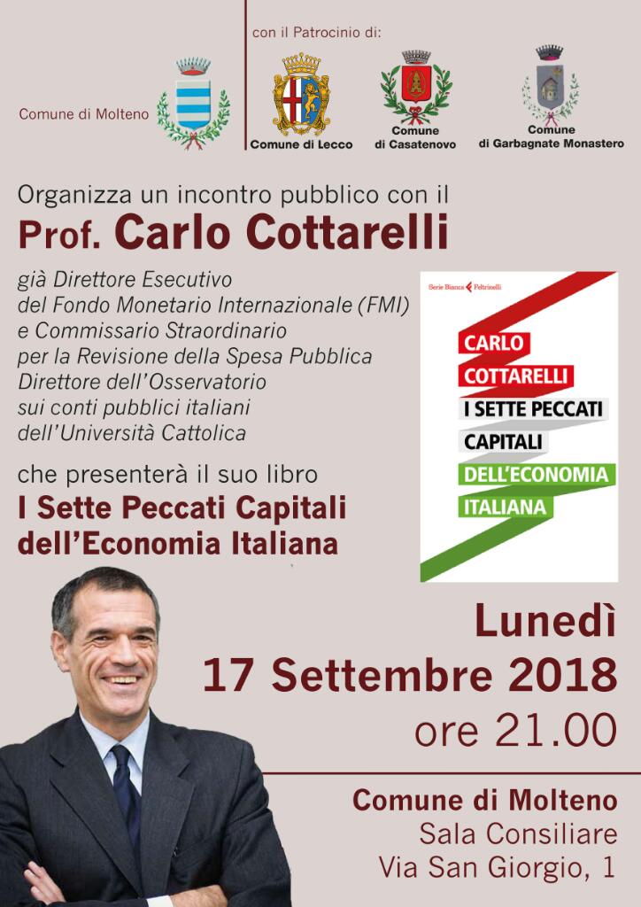 Incontro pubblico con Carlo Cottarelli - Molteno, 17 settembre 2018, ore 21