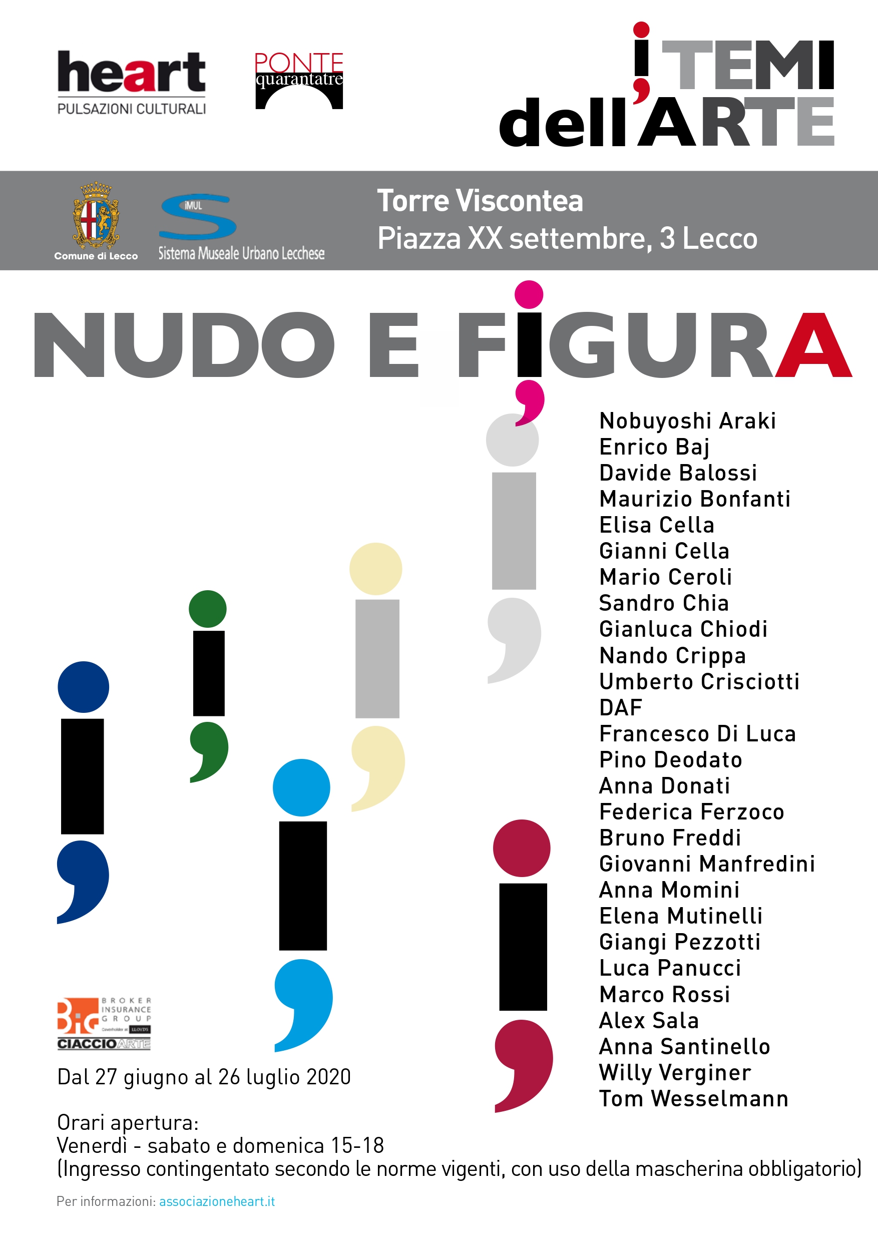 Locandina mostra "Il nudo e la figura", in apertura presso la Torre Viscontea dal 27 giugno al 26 luglio