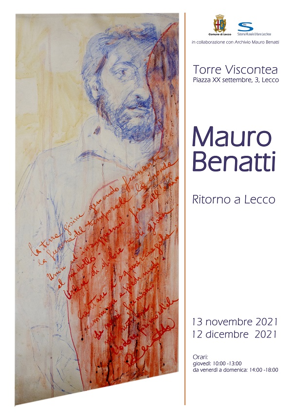 Manifesto Benatti - opera dell'artista con autoritratto in primo piano