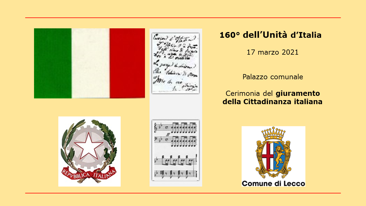 160° anniversario dell'Unità d'Italia - 17 marzo 2021 - Lecco, Cerimonia del giuramento della cittadinanza italiana