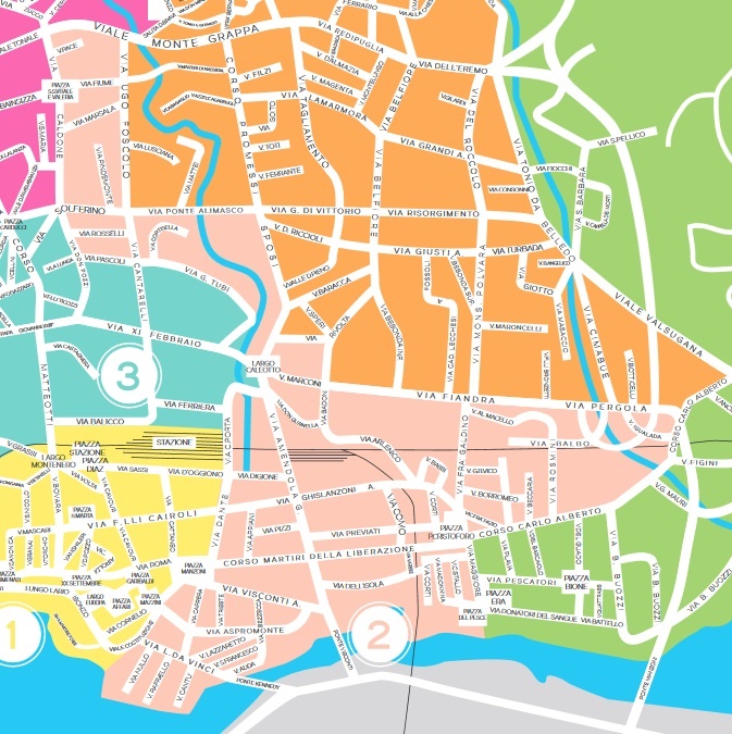 mappa della "zona 2" della raccolta differenziata a Lecco