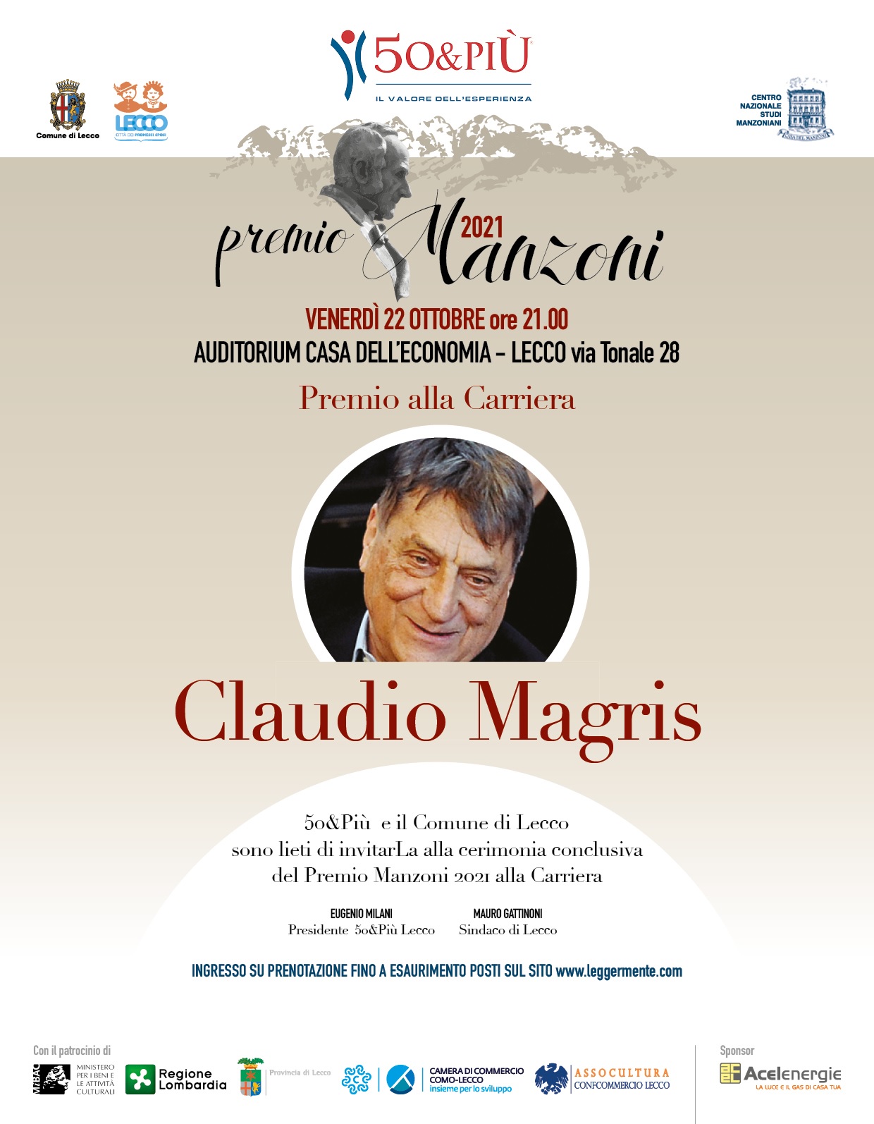 Premio Letterario Manzoni alla Carriera 2021 a Claudio Magris